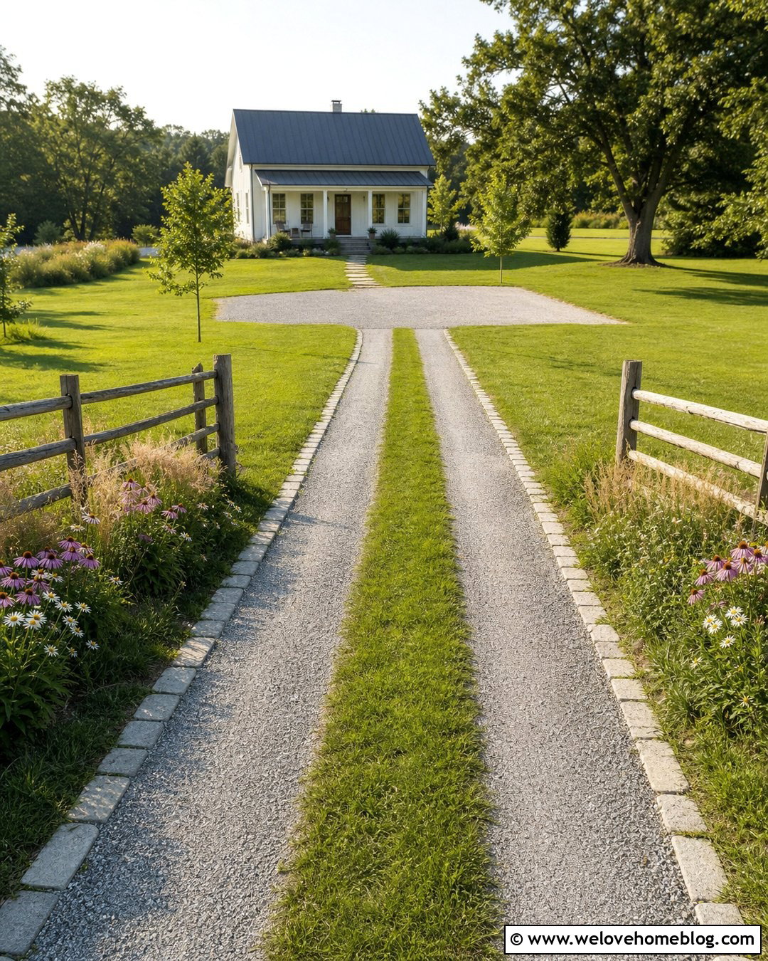 Country Driveway With A Grass Center - 30 country driveway ideas