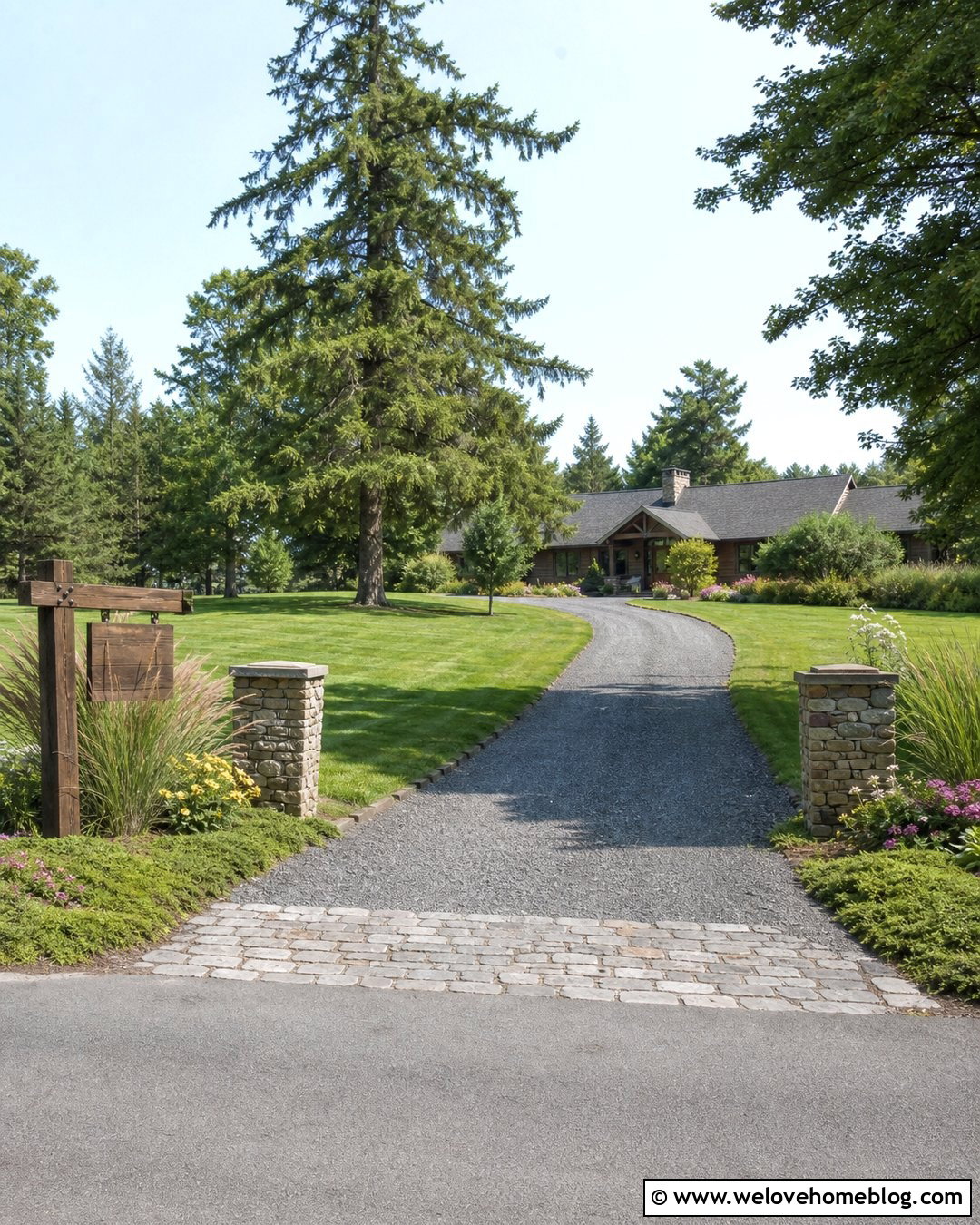 Country Driveway With A Rustic Address Sign - 30 country driveway ideas