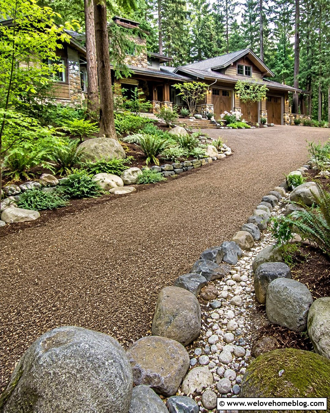 Country Driveway With Boulder Landscaping - 20 end of driveway landscaping country ideas