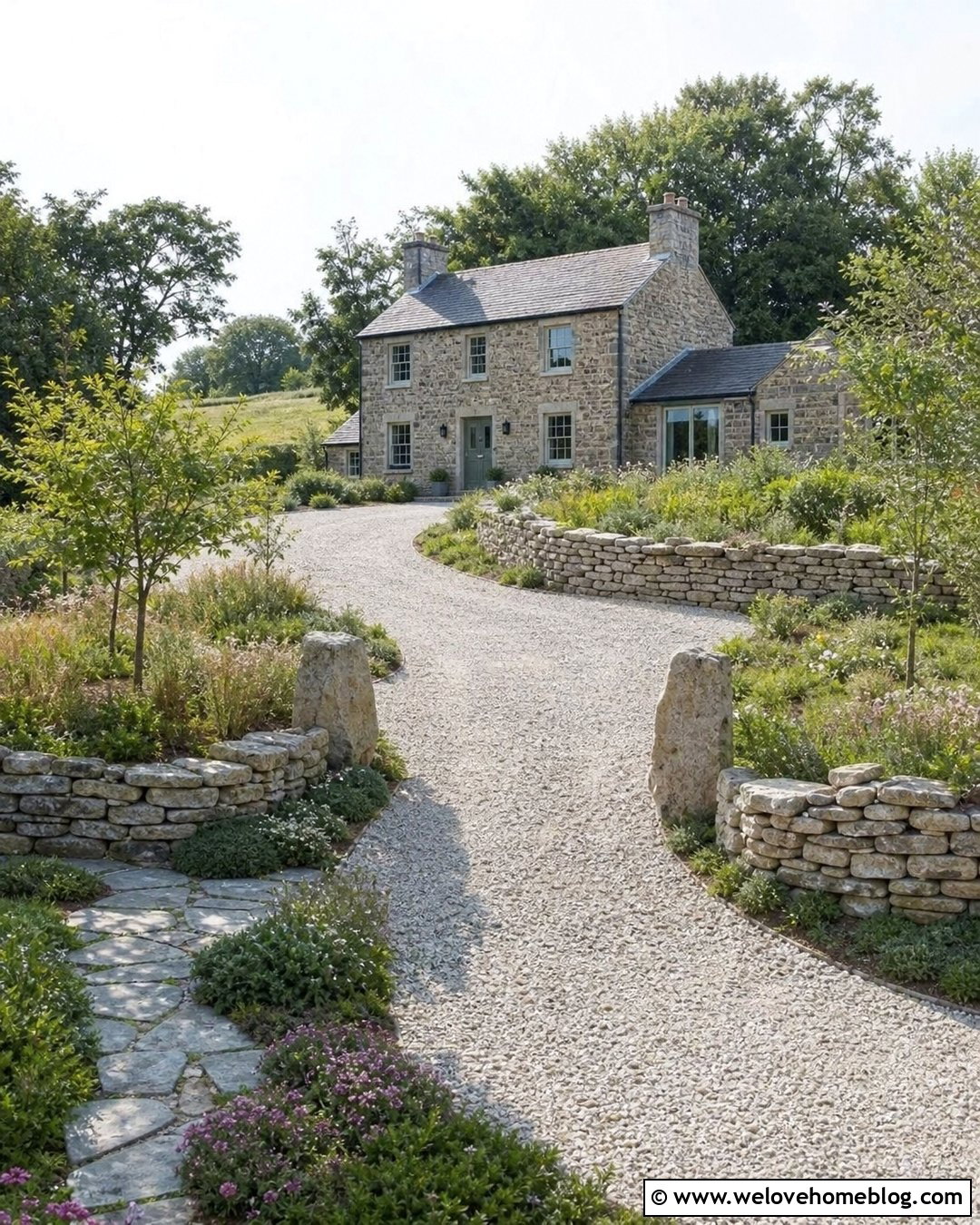 Country Driveway With Dry Stone Walls - 30 country driveway ideas