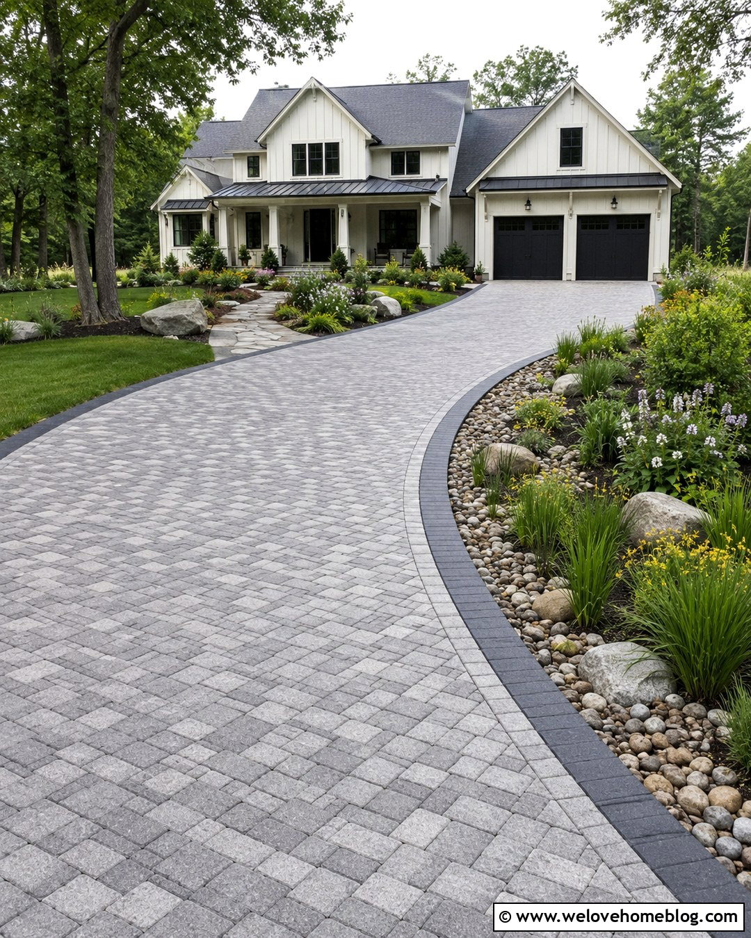 Country Driveway With Rain Garden - 20 Country Driveway Landscape Ideas