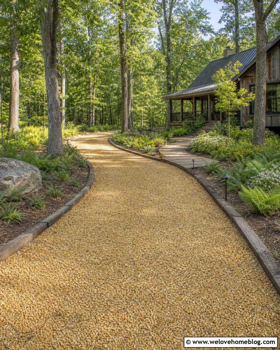 Country Driveway With Reclaimed Timber Edging - 30 country driveway ideas