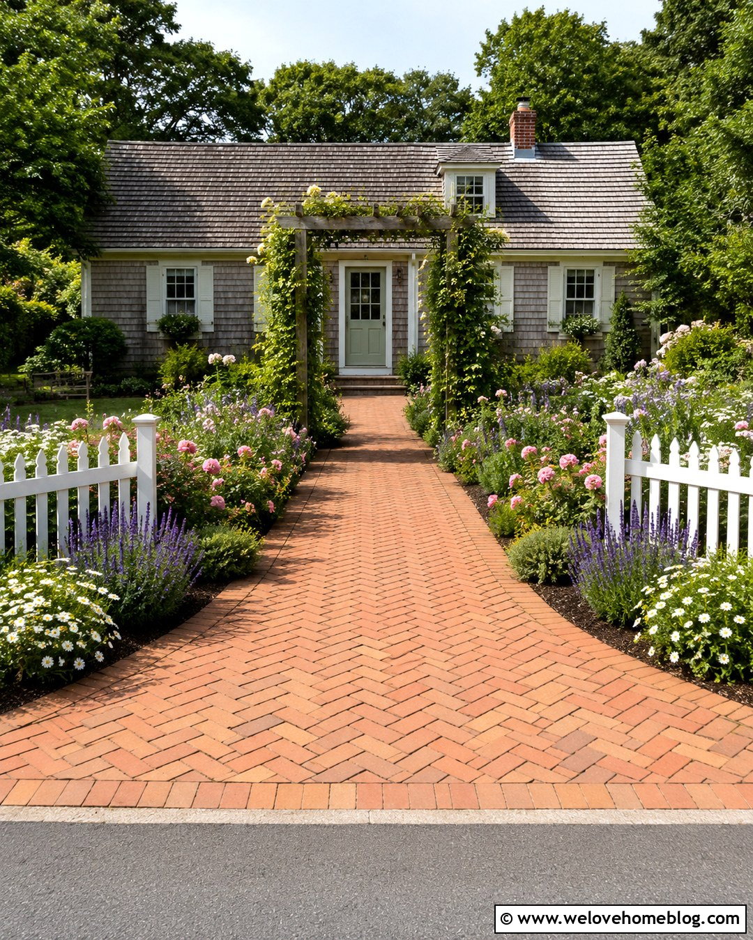 Country Driveway With White Picket Fence - 20 end of driveway landscaping country ideas