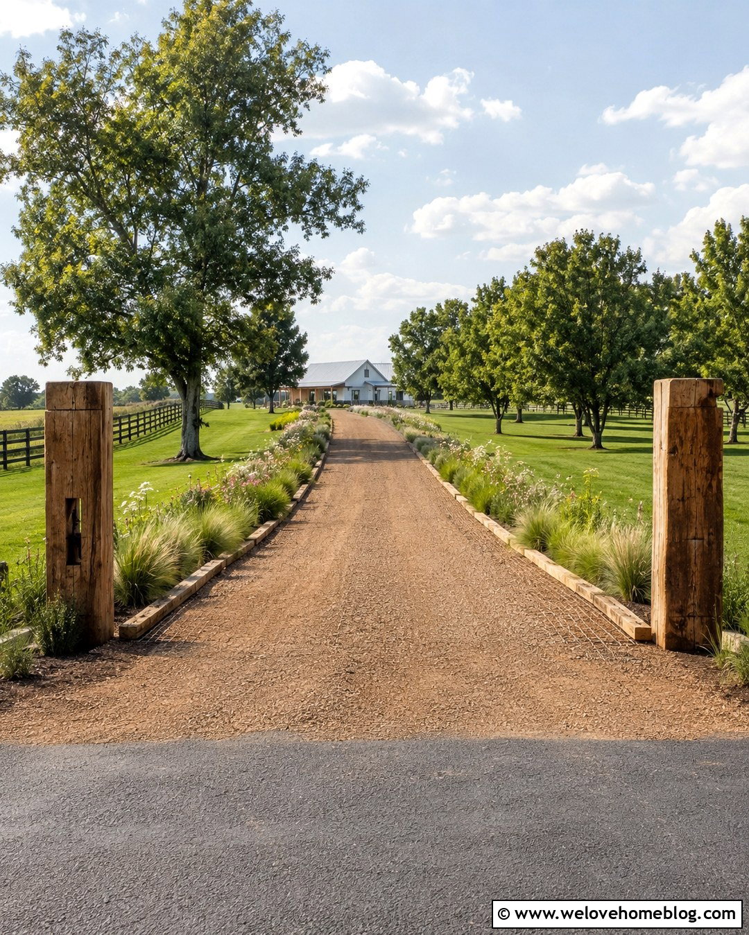 Country Gravel Driveway With Timber Edging - 20 Gravel Driveway Landscaping Edging Ideas