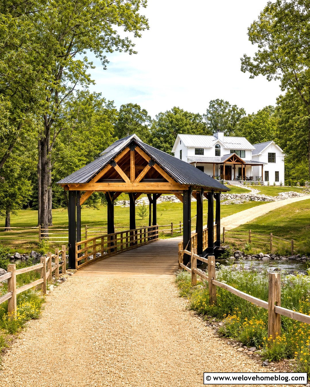 Covered Driveway Bridge With Metal Roof - 20 Driveway Bridge Plans Ideas