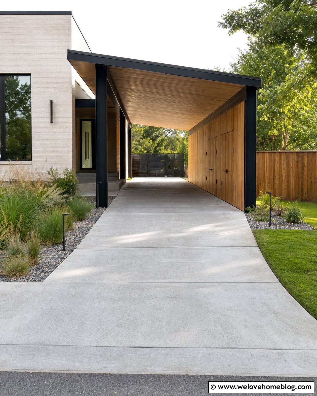 Covered Driveway With Storage Wall - 30 Covered Driveway Ideas