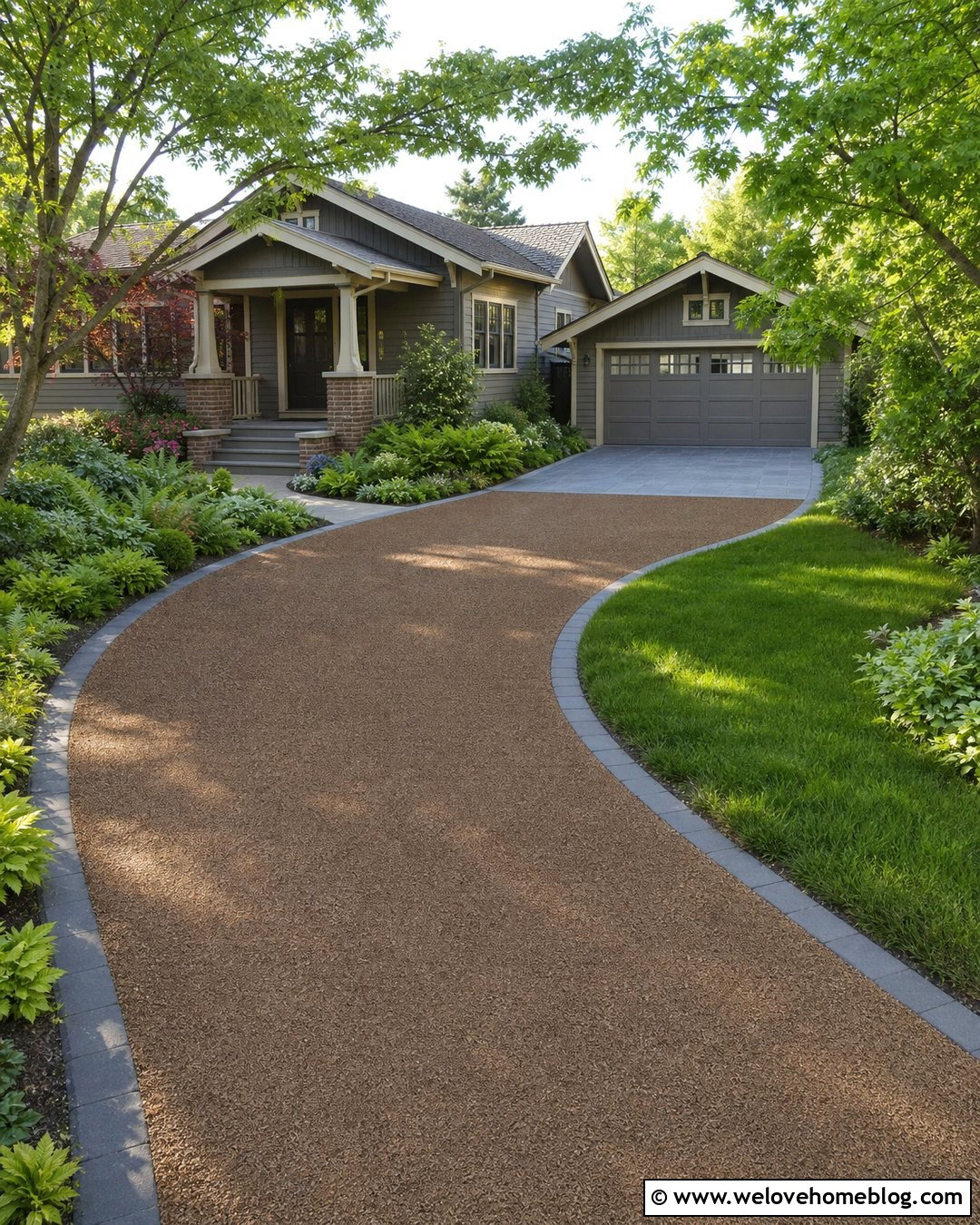 Craftsman Crushed Granite Driveway With Bluestone Apron - 25 Crushed Granite Driveway Ideas