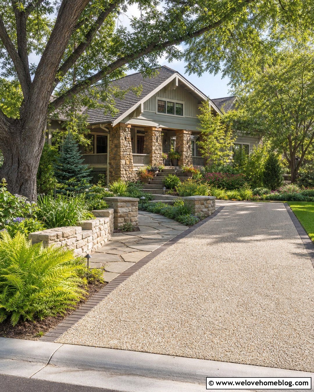 Craftsman Driveway Planting - 35 Driveway Planting Ideas