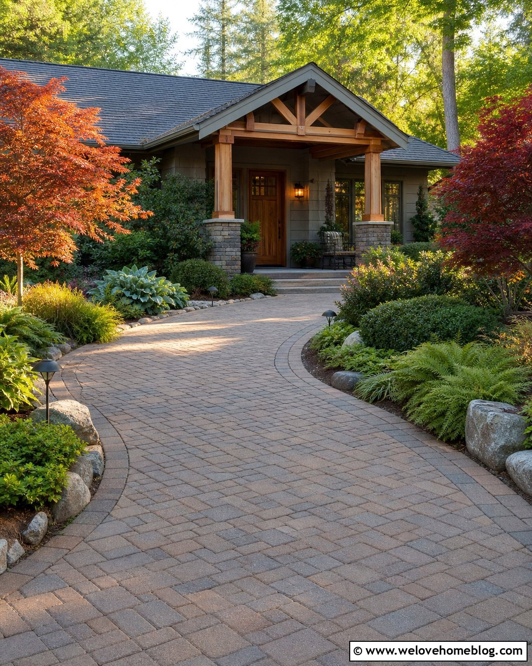 Craftsman Driveway With Japanese Maple Trees - 25 driveway trees lined ideas