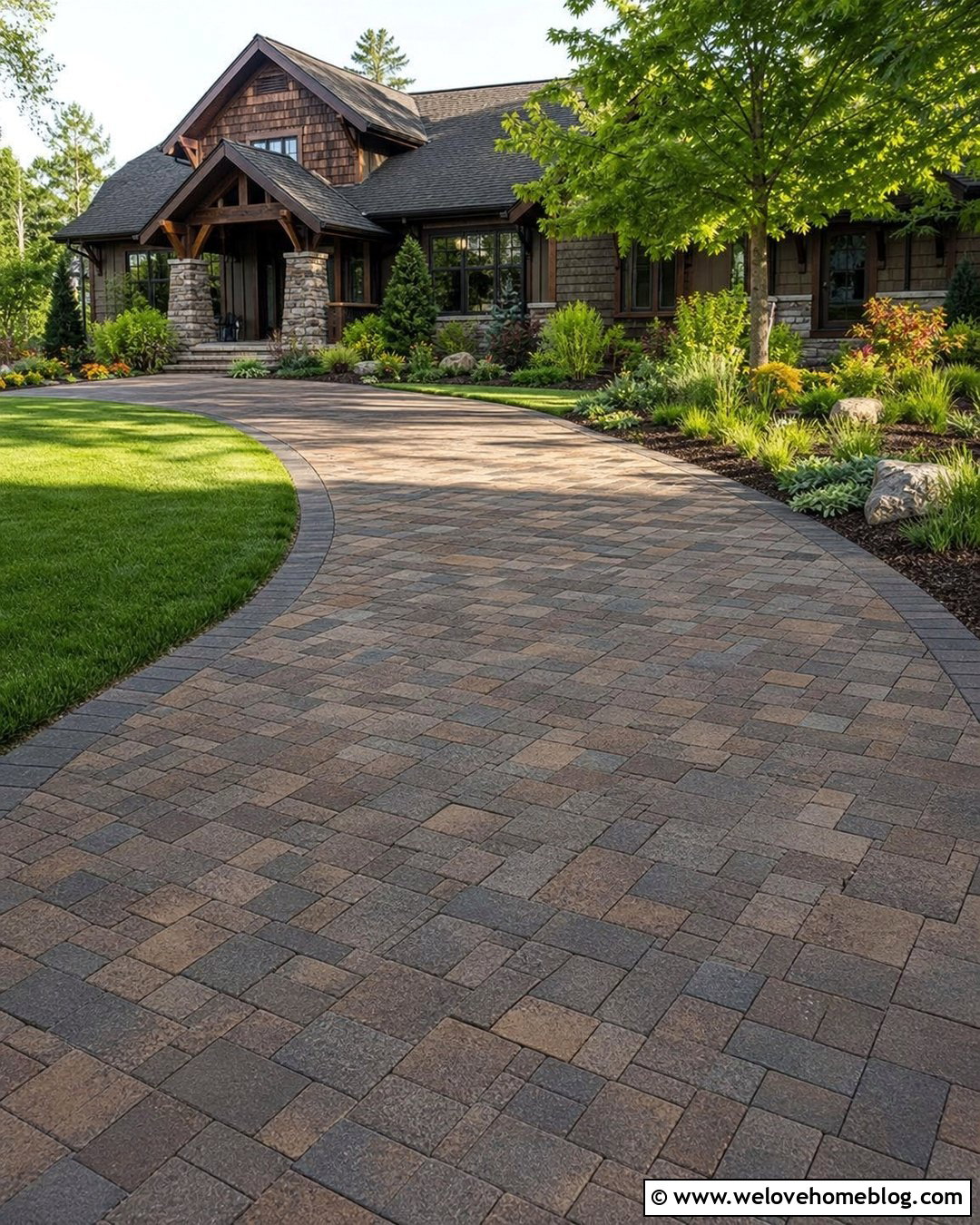 Craftsman Paver Driveway With Earth Tones - 35 driveway pavers design ideas