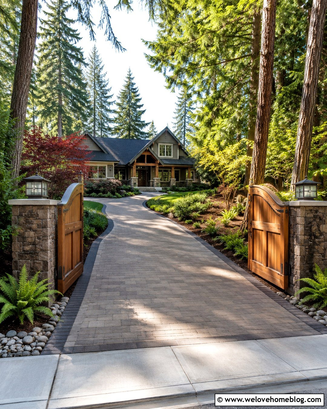 Craftsman Wood Driveway Gate - 20 Driveway Gate Inspiration Ideas
