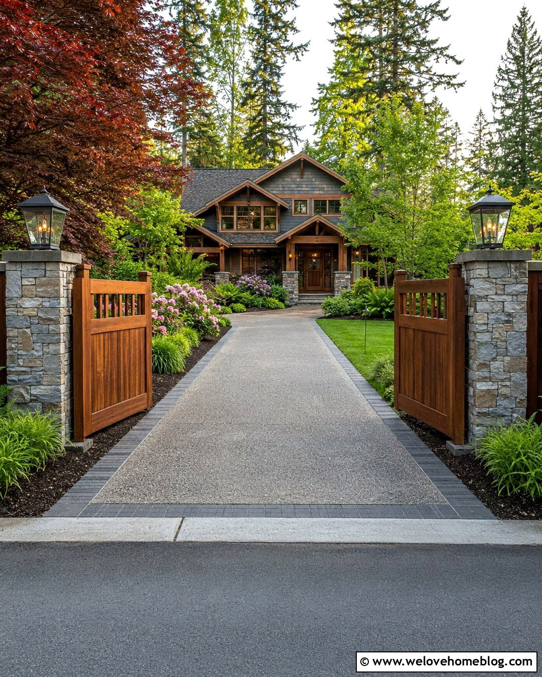 Craftsman Wood Driveway Gate - 20 wood gate driveway ideas