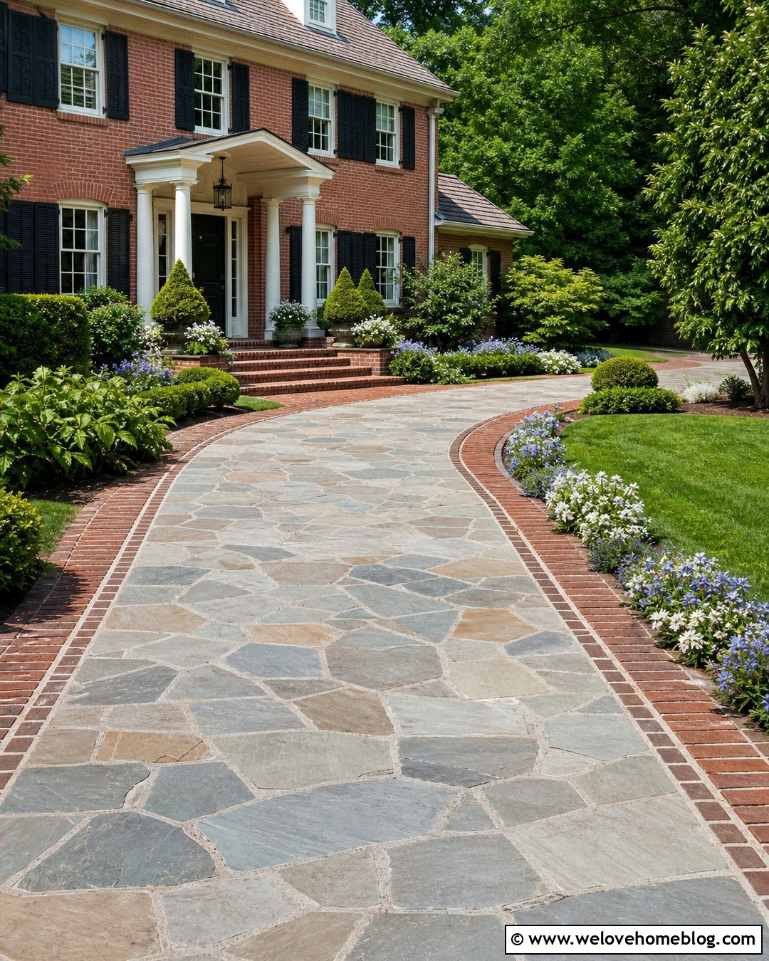 Crazy Pave Driveway With Brick Border - 25 Crazy Pave Driveway Ideas