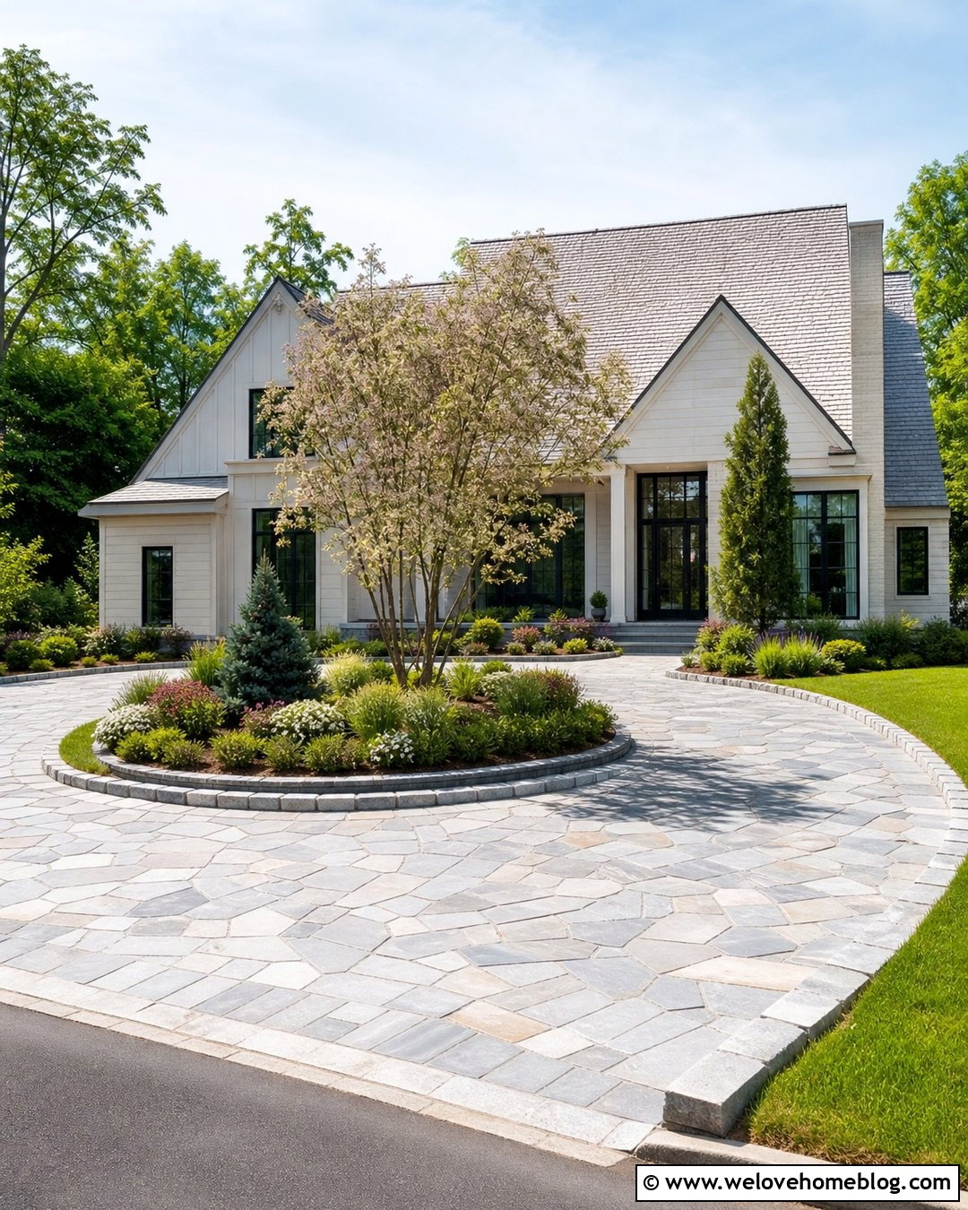 Crazy Pave Driveway With Garden Beds - 25 Crazy Pave Driveway Ideas