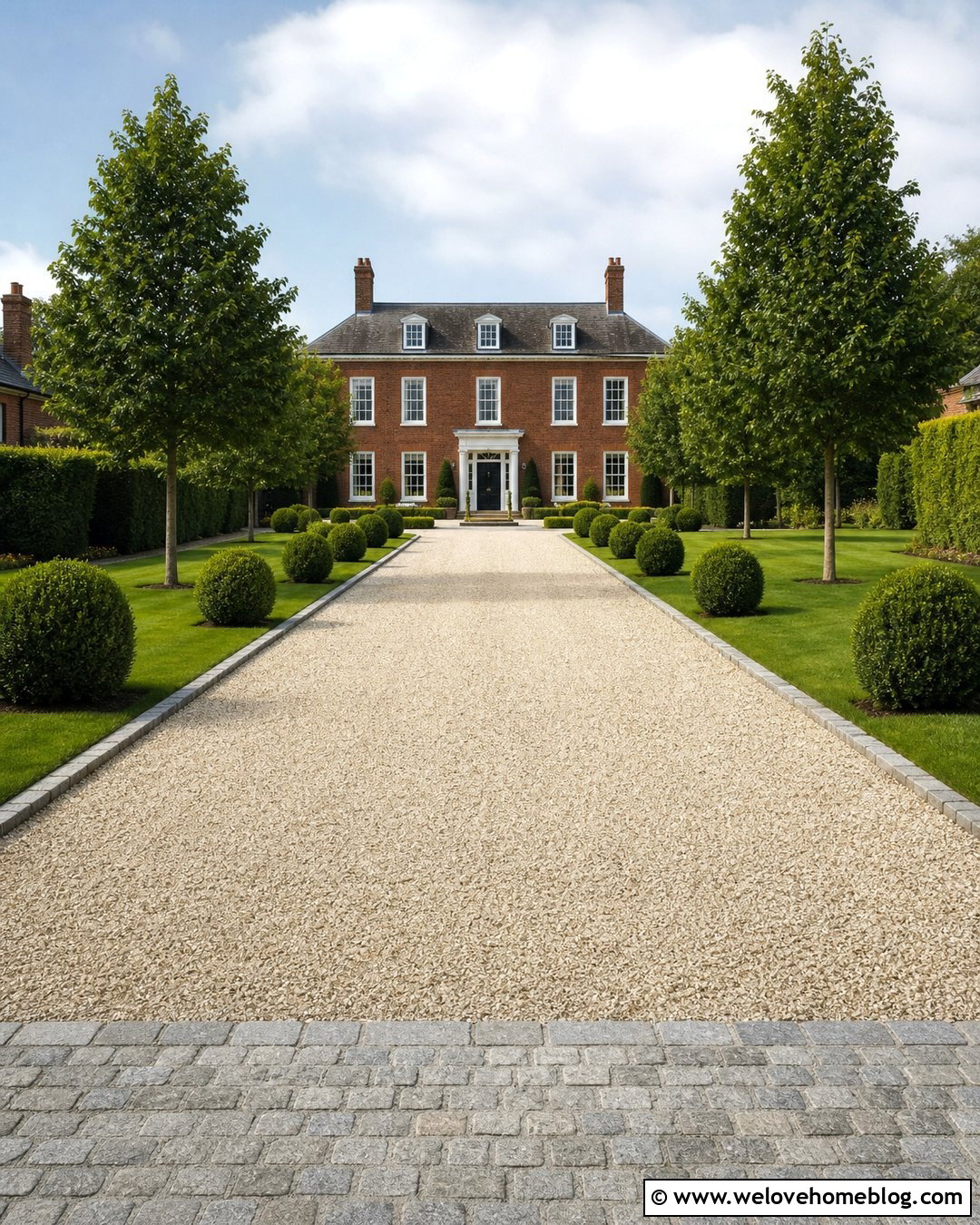 Cream Gravel Driveway With Belgian Block Border - 20 gravel driveway with border ideas