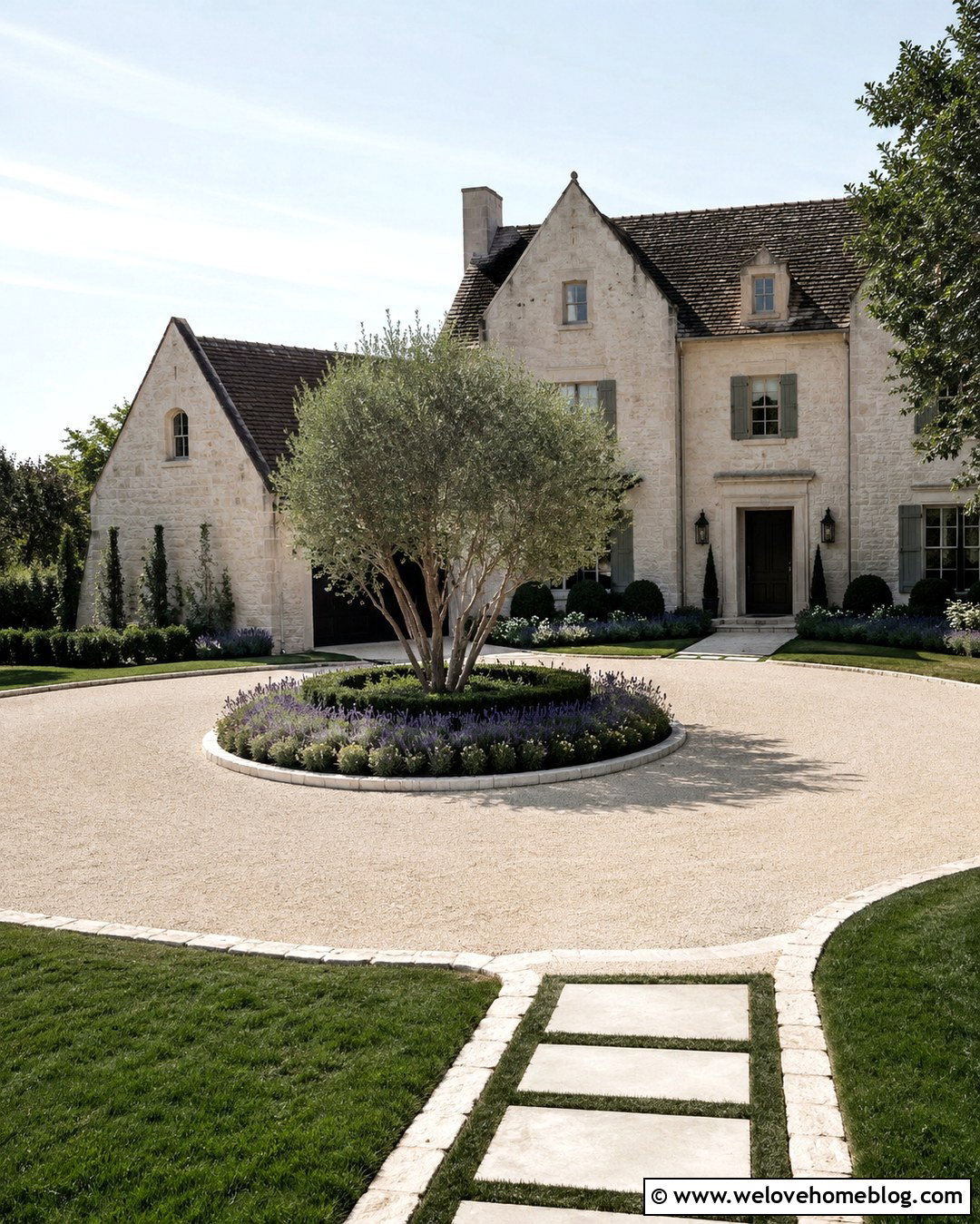 Cream Sand Driveway With Limestone Borders - 20 Sand Driveway Ideas