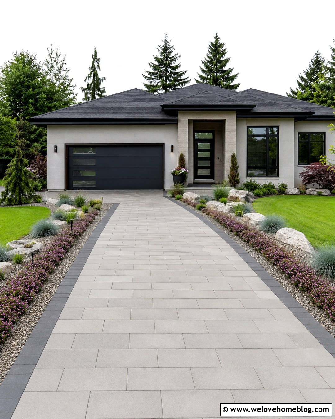 Creeping Thyme Along a Paver Driveway - 20 plants next to driveway ideas