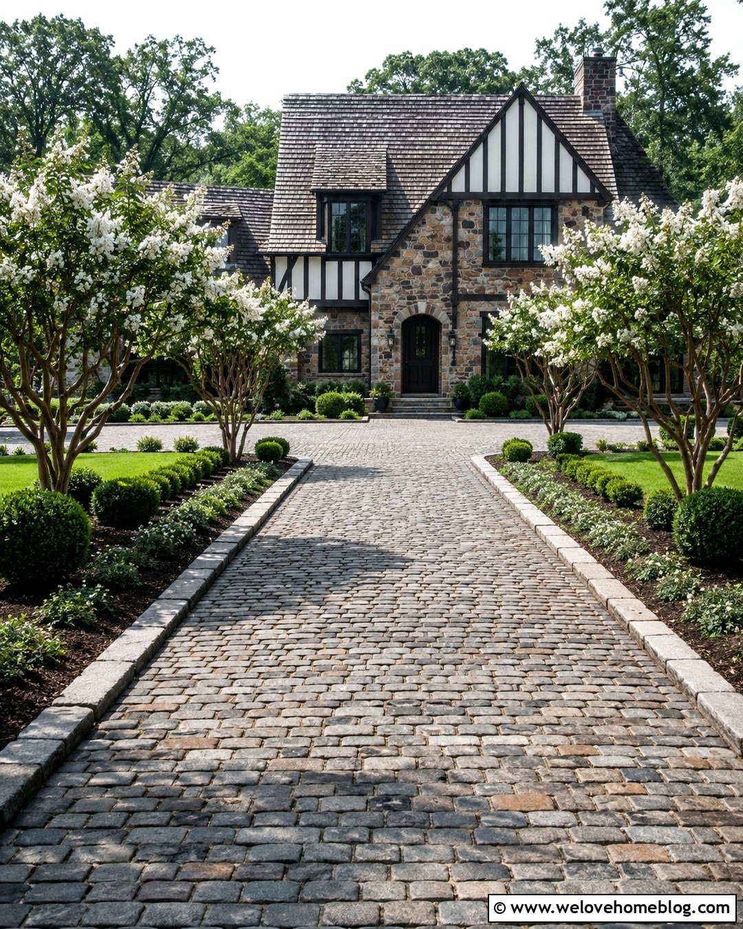 Crepe Myrtle Cobblestone Driveway - 20 crepe myrtle lined driveway ideas