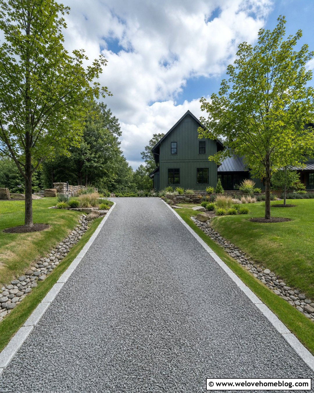 Crowned Gravel Driveway With Side Drains - 20 Driveway Drain Ideas