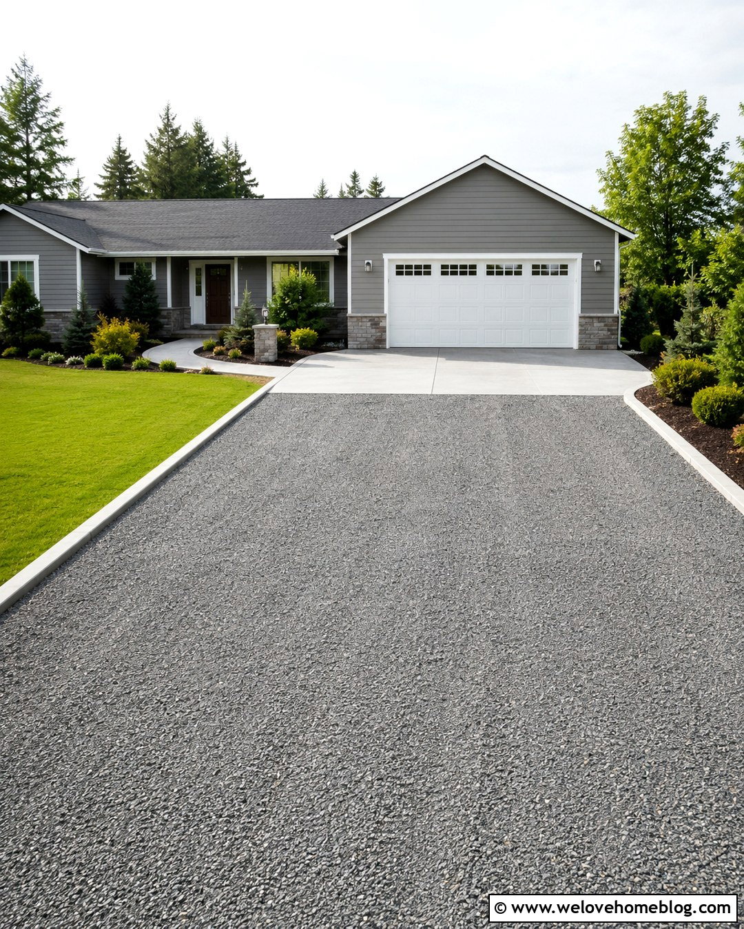 Crush And Run Driveway With A Concrete Garage Apron - 20 Crush And Run Driveway Ideas
