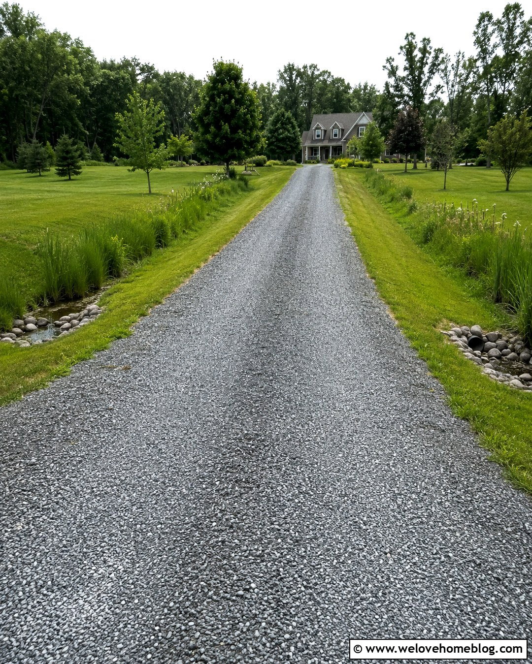 Crush And Run Driveway With Grass Drainage Swales - 20 Crush And Run Driveway Ideas