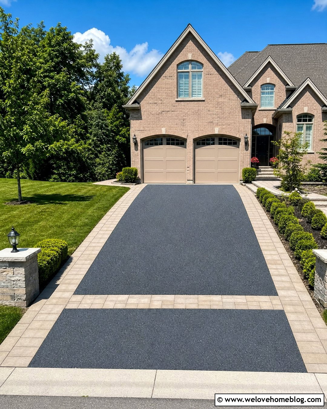 Crushed Asphalt Driveway With Paver Ribbon Border - 25 Crushed Asphalt Driveway Ideas
