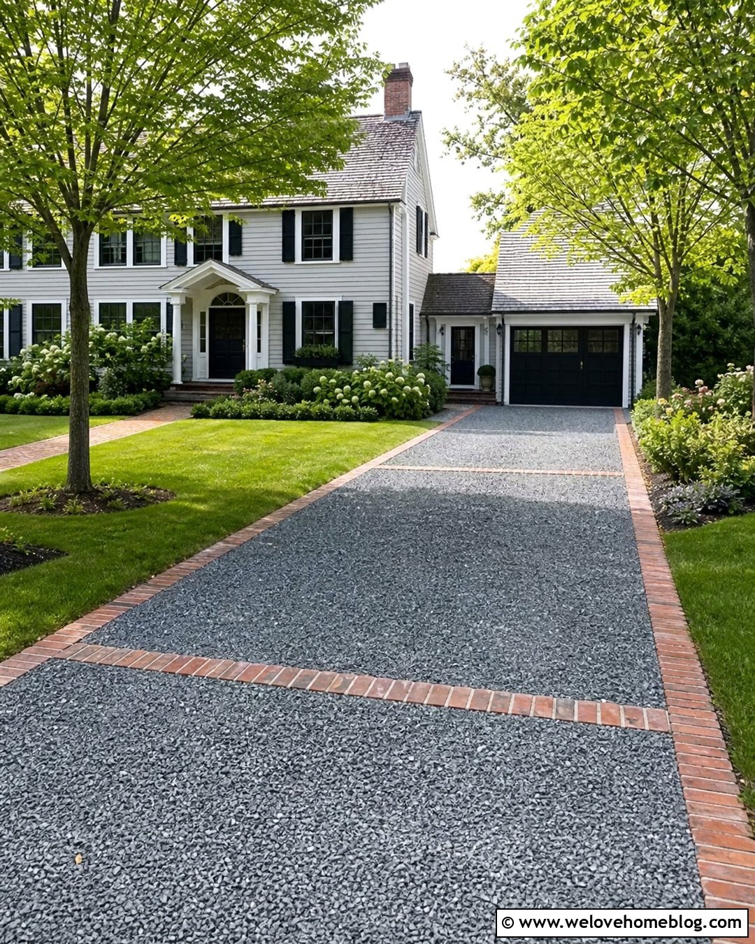 Crushed Bluestone Driveway With Brick Ribbon - 25 Crushed Stone Driveway Ideas