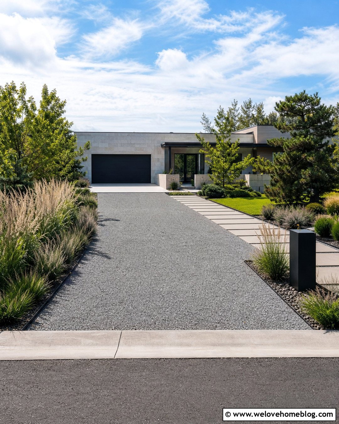 Crushed Concrete Driveway With Modern Landscaping - 25 Crushed Concrete Driveway Ideas