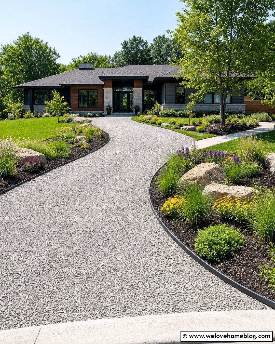 Crushed Concrete Driveway With Native Plants - 40 driveway on a budget ideas