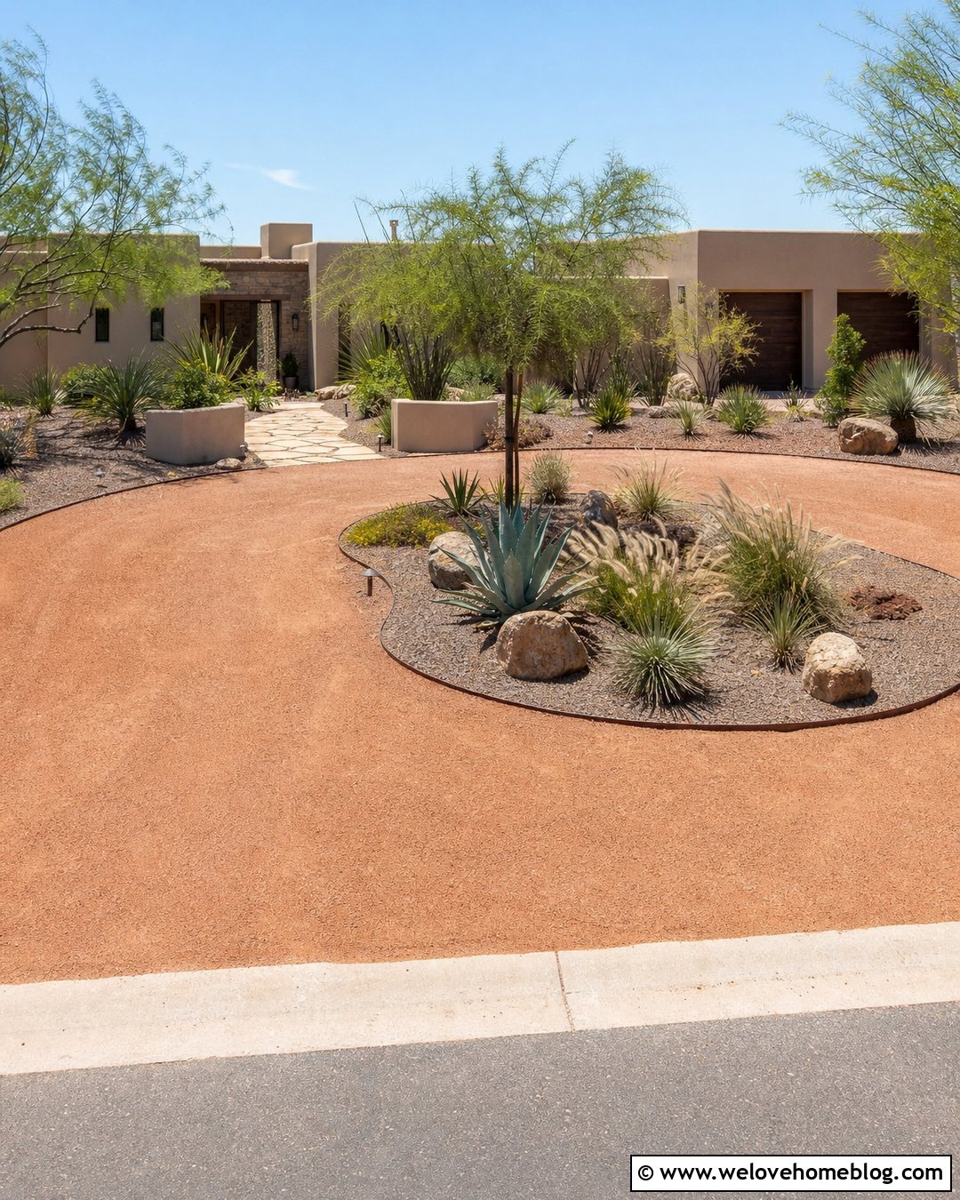 Crushed Granite Circular Driveway With Desert Landscaping - 45 Circular Driveway Ideas