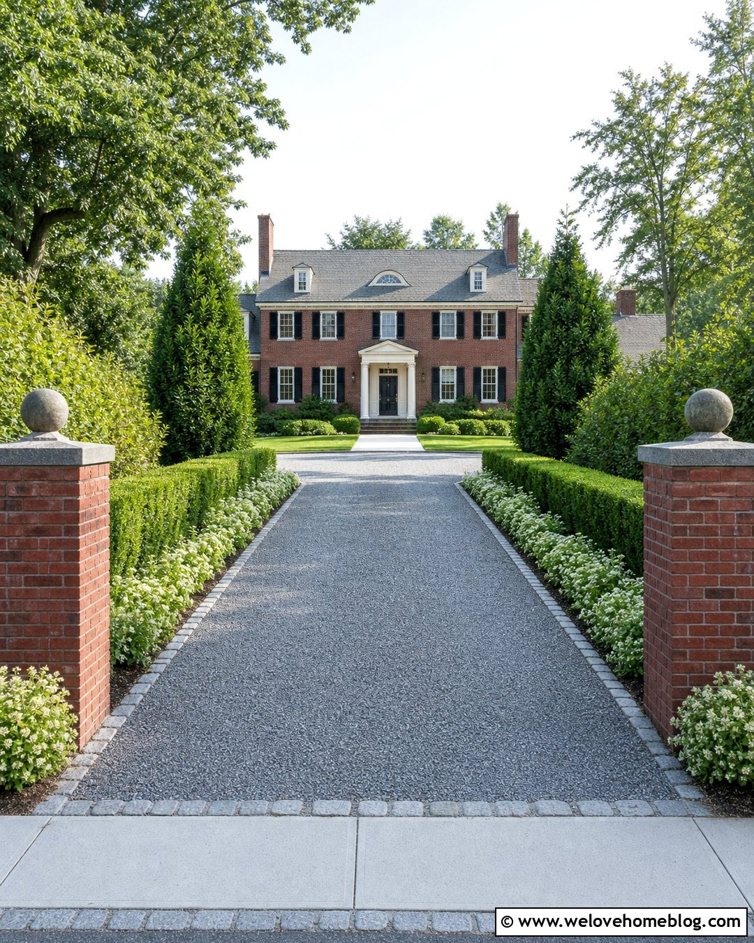 Crushed Granite Driveway With Evergreen Hedges - 25 Crushed Stone Driveway Ideas