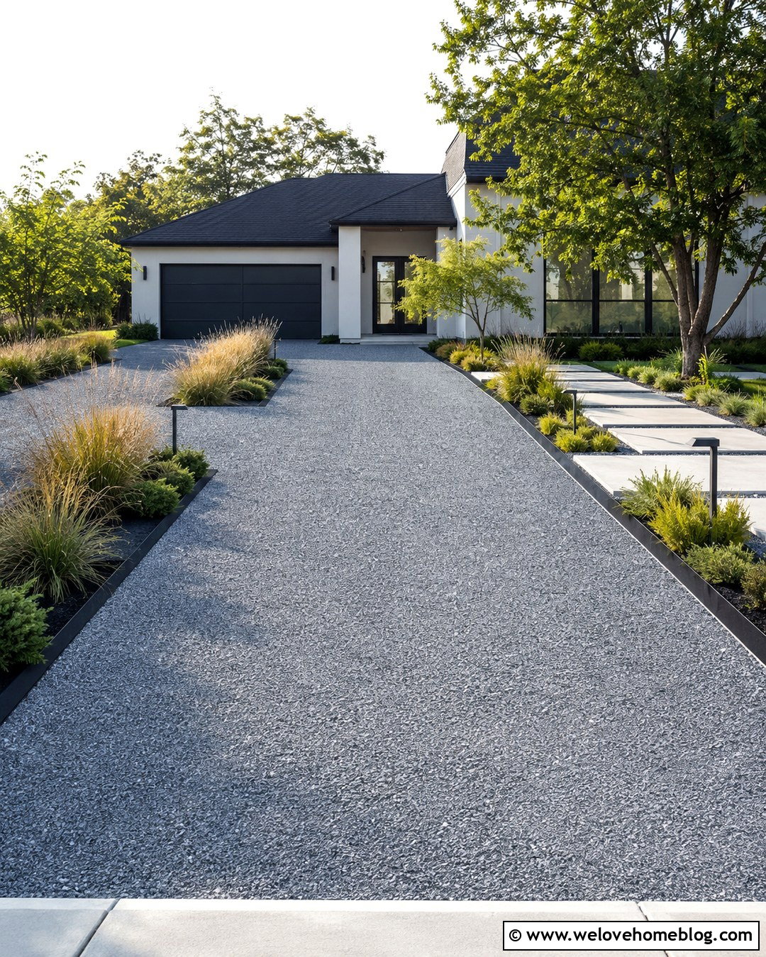 Crushed Granite Driveway With Steel Edging - 20 Gravel Driveway Landscaping Edging Ideas