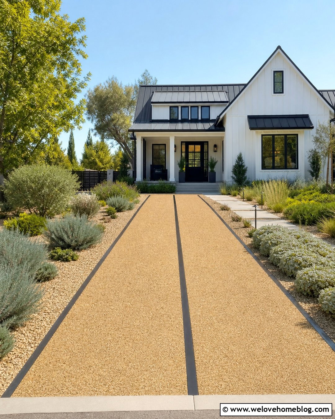 Crushed Granite Driveway With Steel Strips - 20 Driveway Strip Ideas