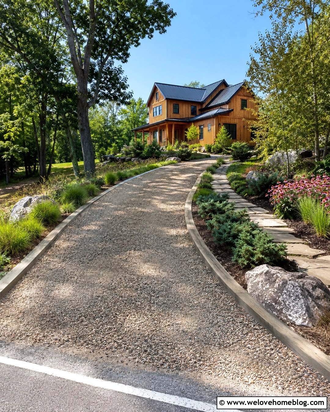 Crushed Granite Geogrid Driveway With Timber Edging - 20 Geogrid Driveway Ideas