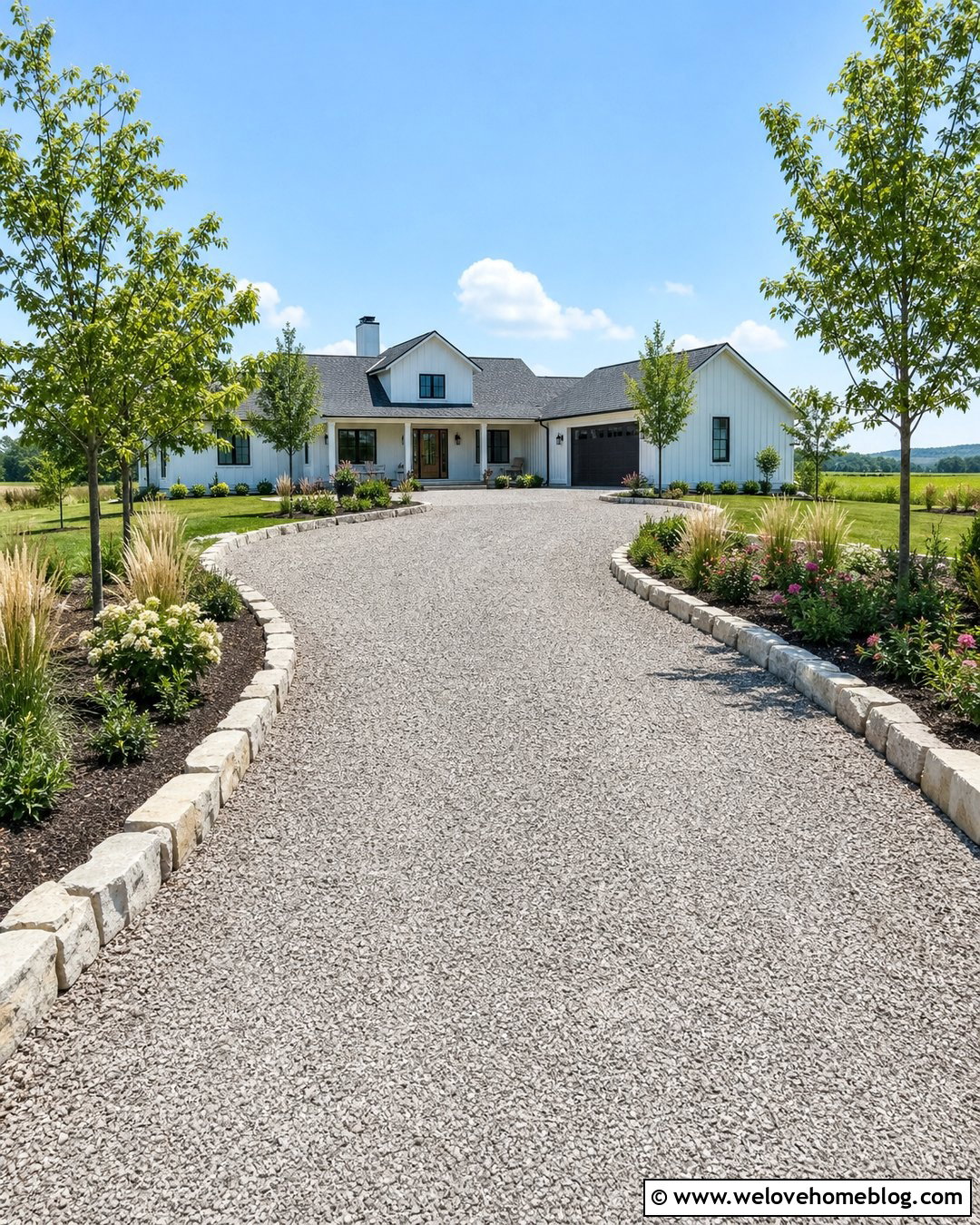 Crushed Limestone Driveway - 25 Driveway Stone Ideas