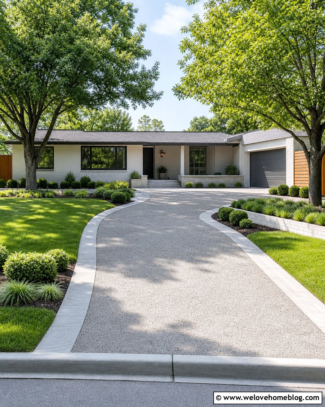 Crushed Limestone Driveway With Concrete Ribbon Border - 25 Crushed Limestone Driveway Ideas