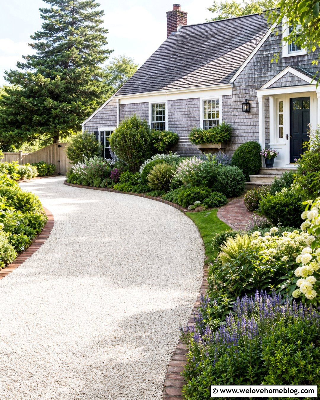 Crushed Limestone Driveway With Cottage Flower Beds - 25 Crushed Limestone Driveway Ideas