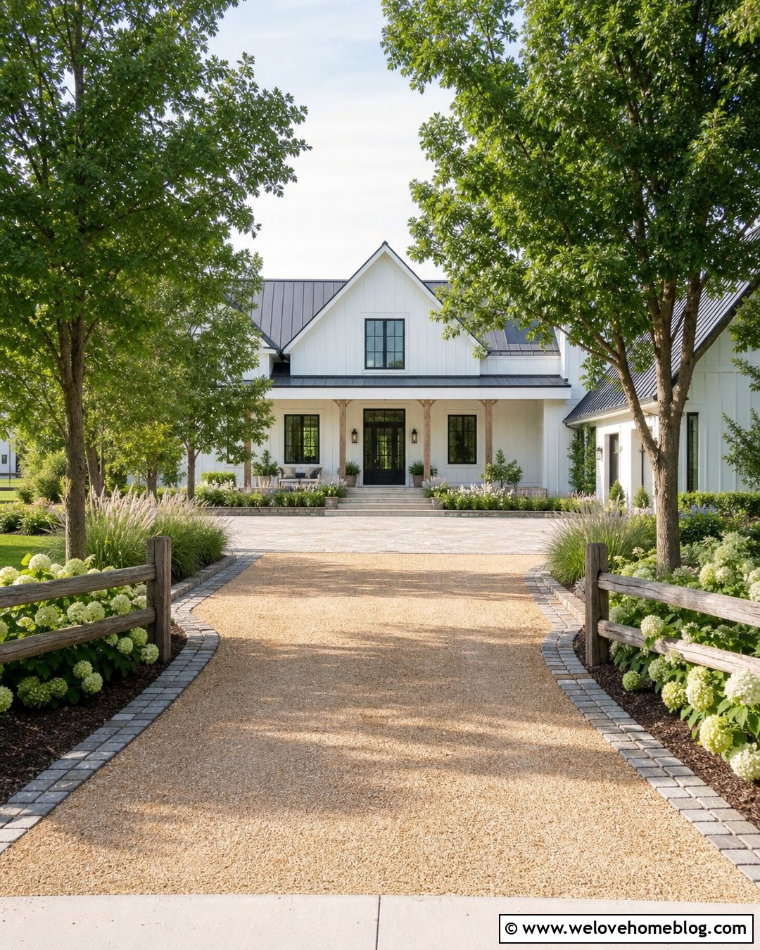 Crushed Limestone Driveway With Farmhouse Landscaping - 25 Crushed Stone Driveway Ideas