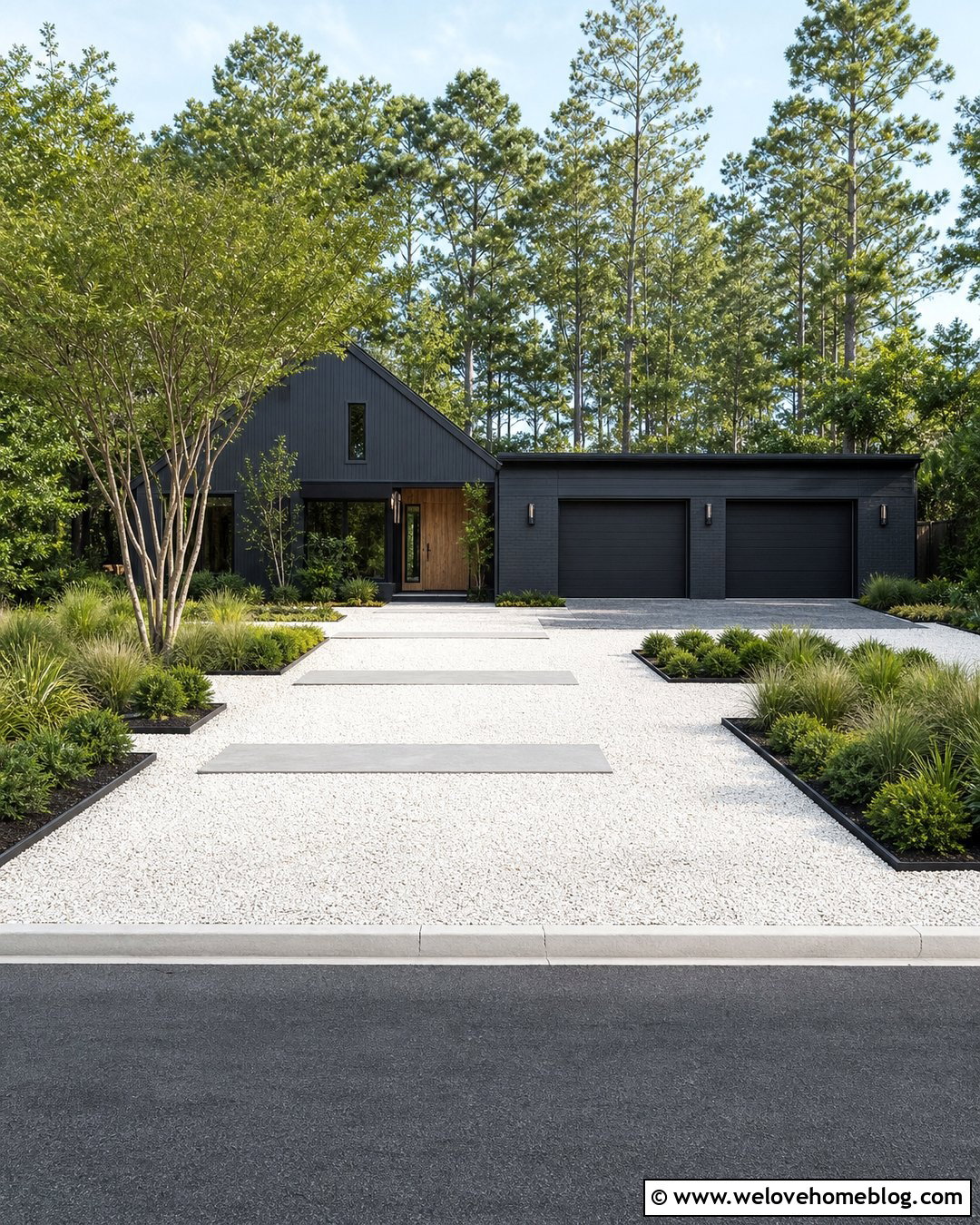 Crushed Oyster Shell Driveway With Modern Steel Edging