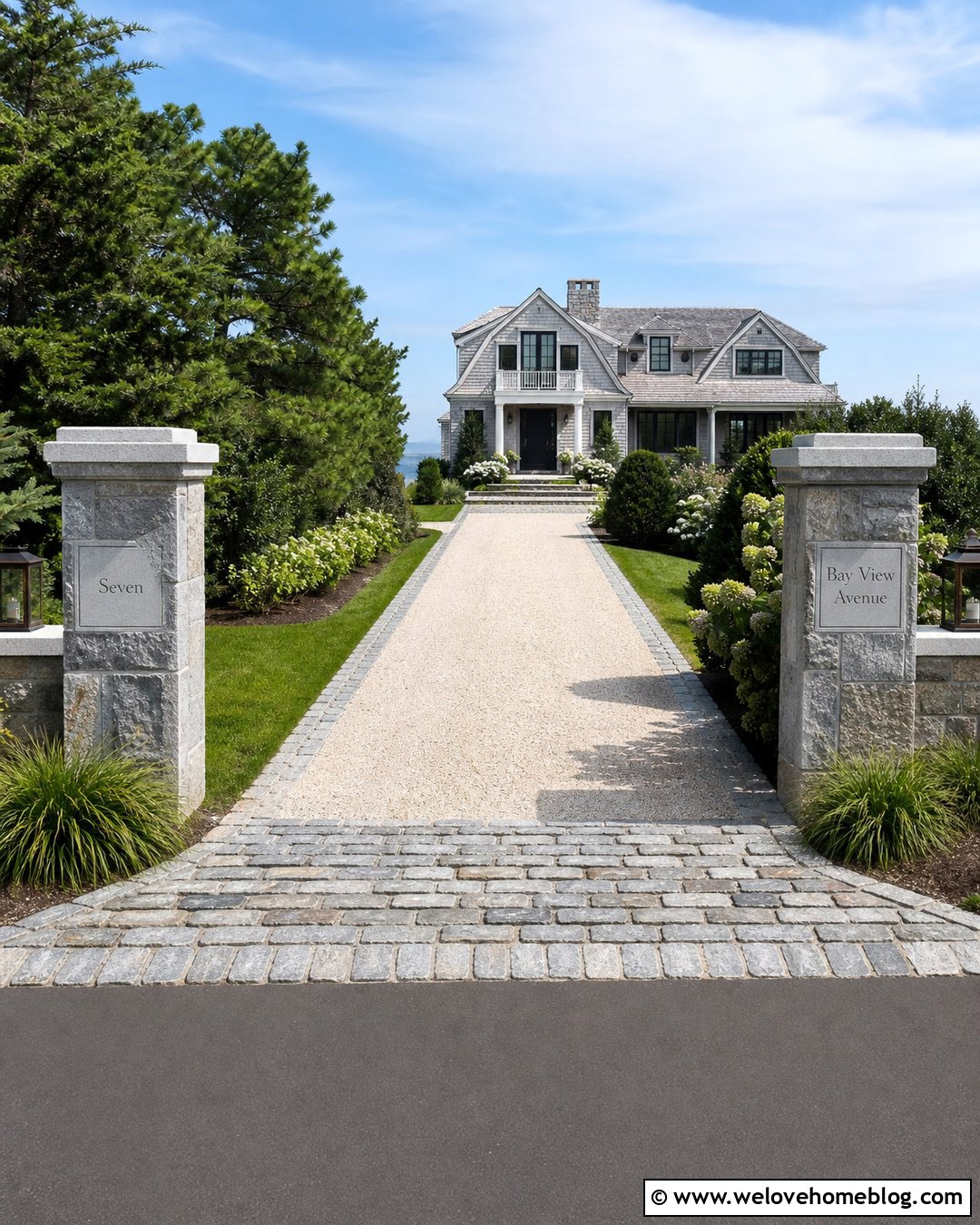 Crushed Oyster Shell Driveway With Stone Pillars - 20 Crushed Oyster Shell Driveway Ideas