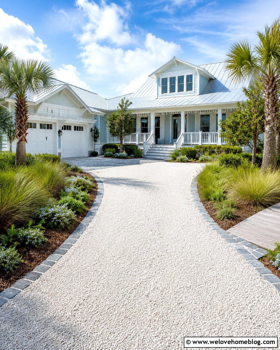 Crushed Shell Driveway For A Coastal Home - 20 Creative Driveway Ideas
