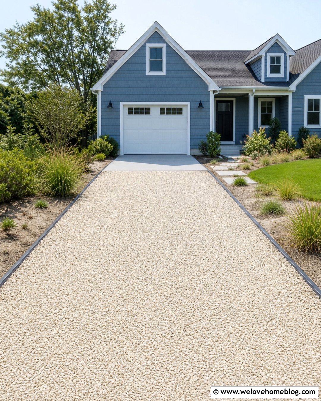 Crushed Shell Driveway With Coastal Landscaping - 20 Budget Friendly Driveway Ideas