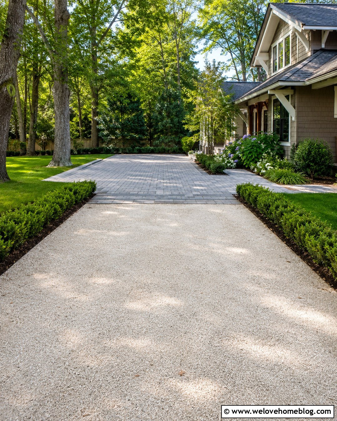 Crushed Shell Driveway With Paver Parking Court - 20 Crushed Shell Driveway Ideas