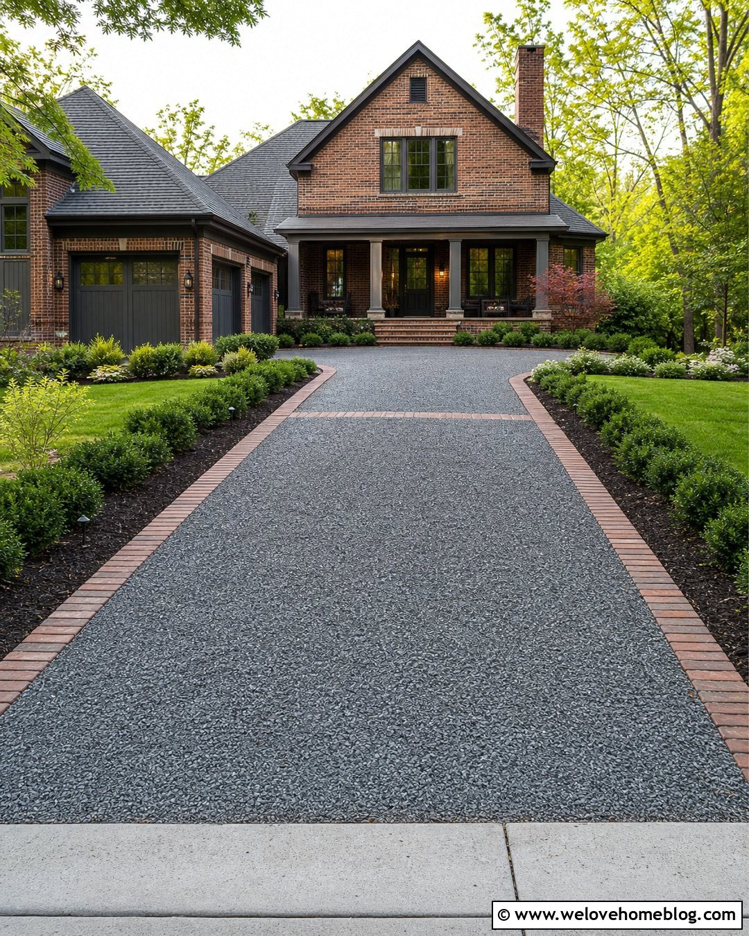 Crushed Stone Driveway With Brick Border - 40 driveway on a budget ideas