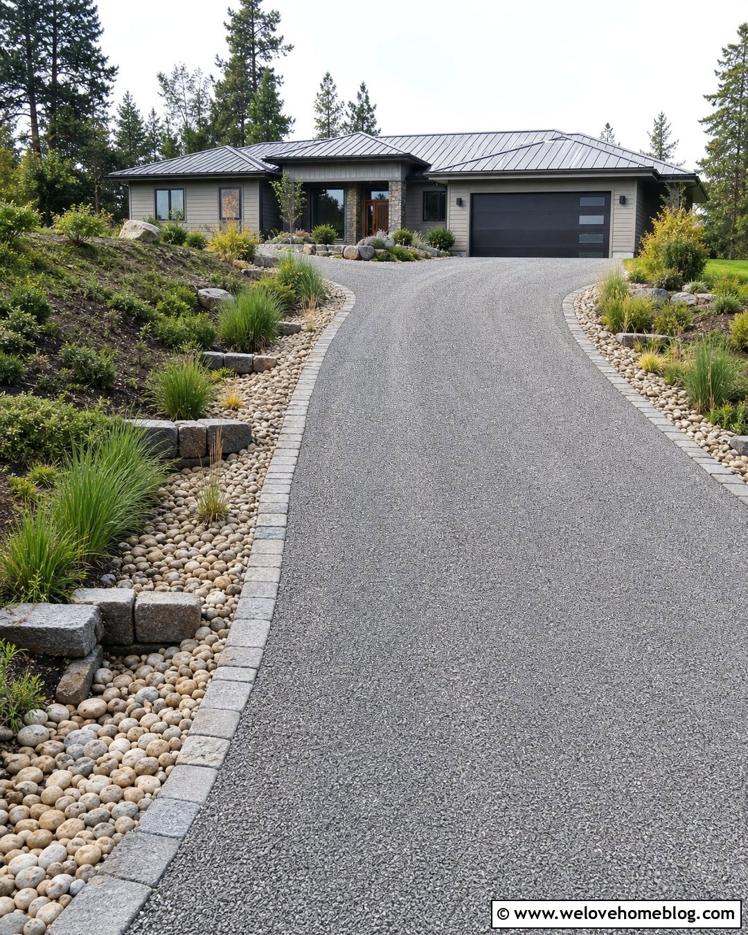Crushed Stone Driveway With Drainage Swales - 25 Crushed Stone Driveway Ideas