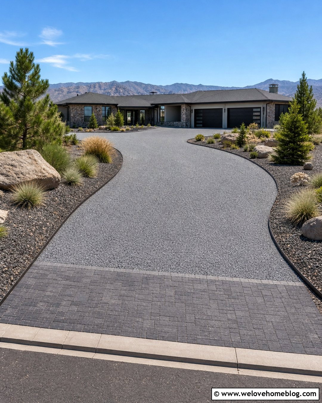 Crushed Stone Driveway With Metal Edging - 20 Decorative Driveway Ideas