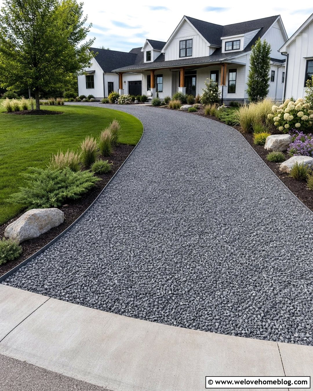 Crushed Stone Driveway With Metal Edging - 45 Driveway Design Ideas