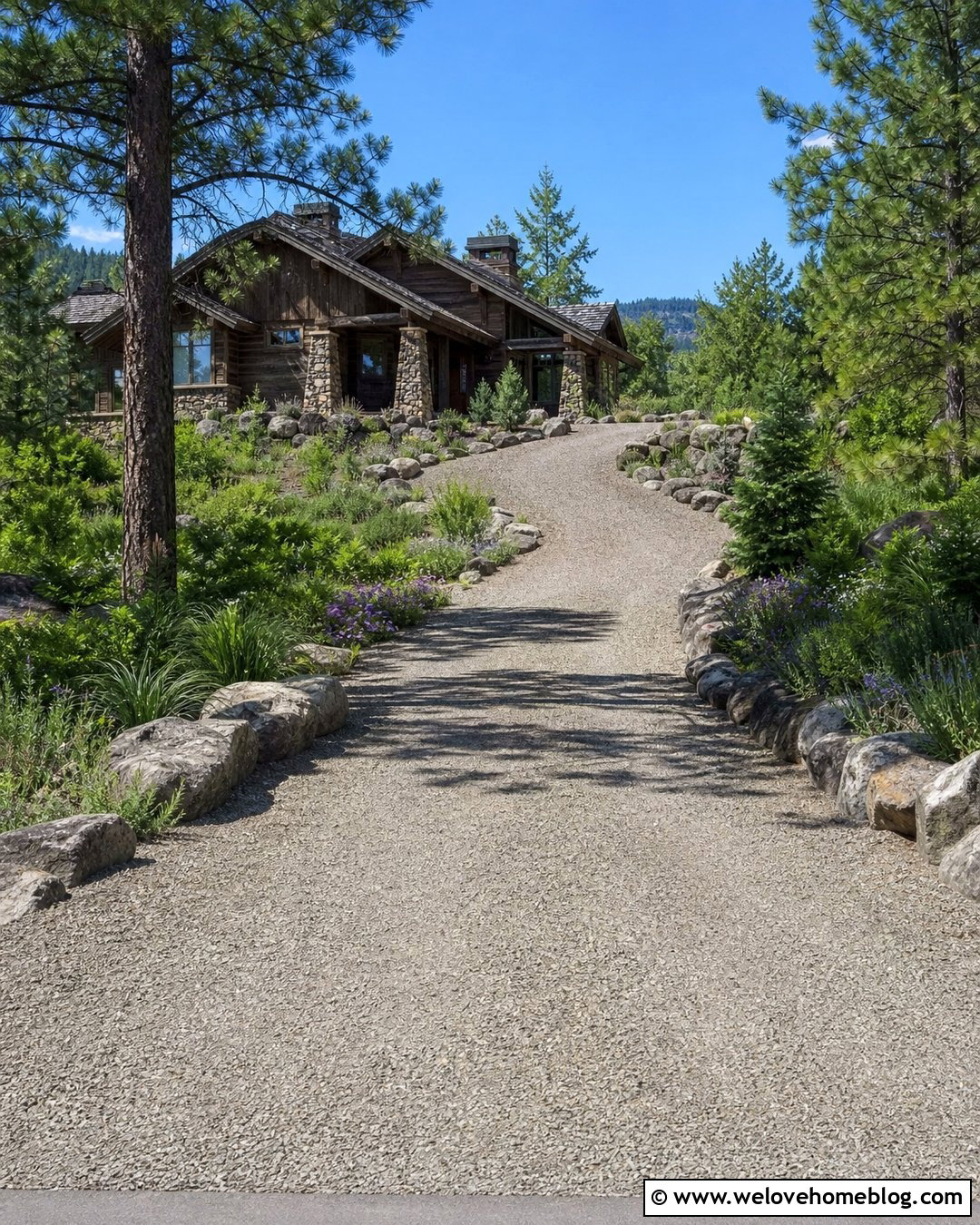 Crushed Stone Driveway With Natural Boulder Edging - 25 Crushed Stone Driveway Ideas