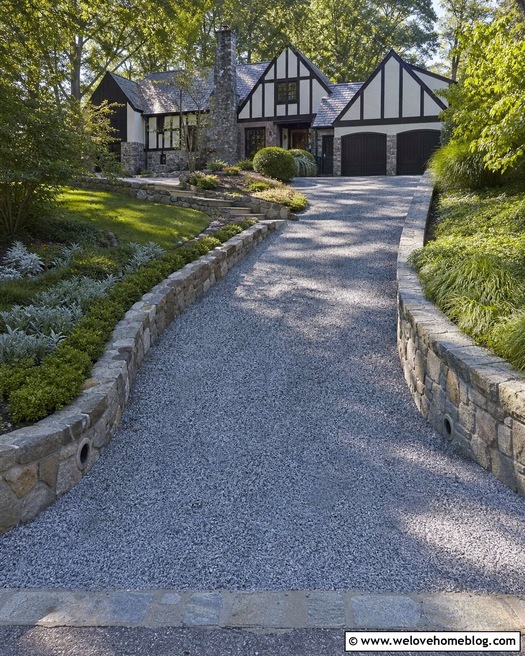 Crushed Stone Driveway With Raised Stone Borders - 25 Crushed Stone Driveway Ideas