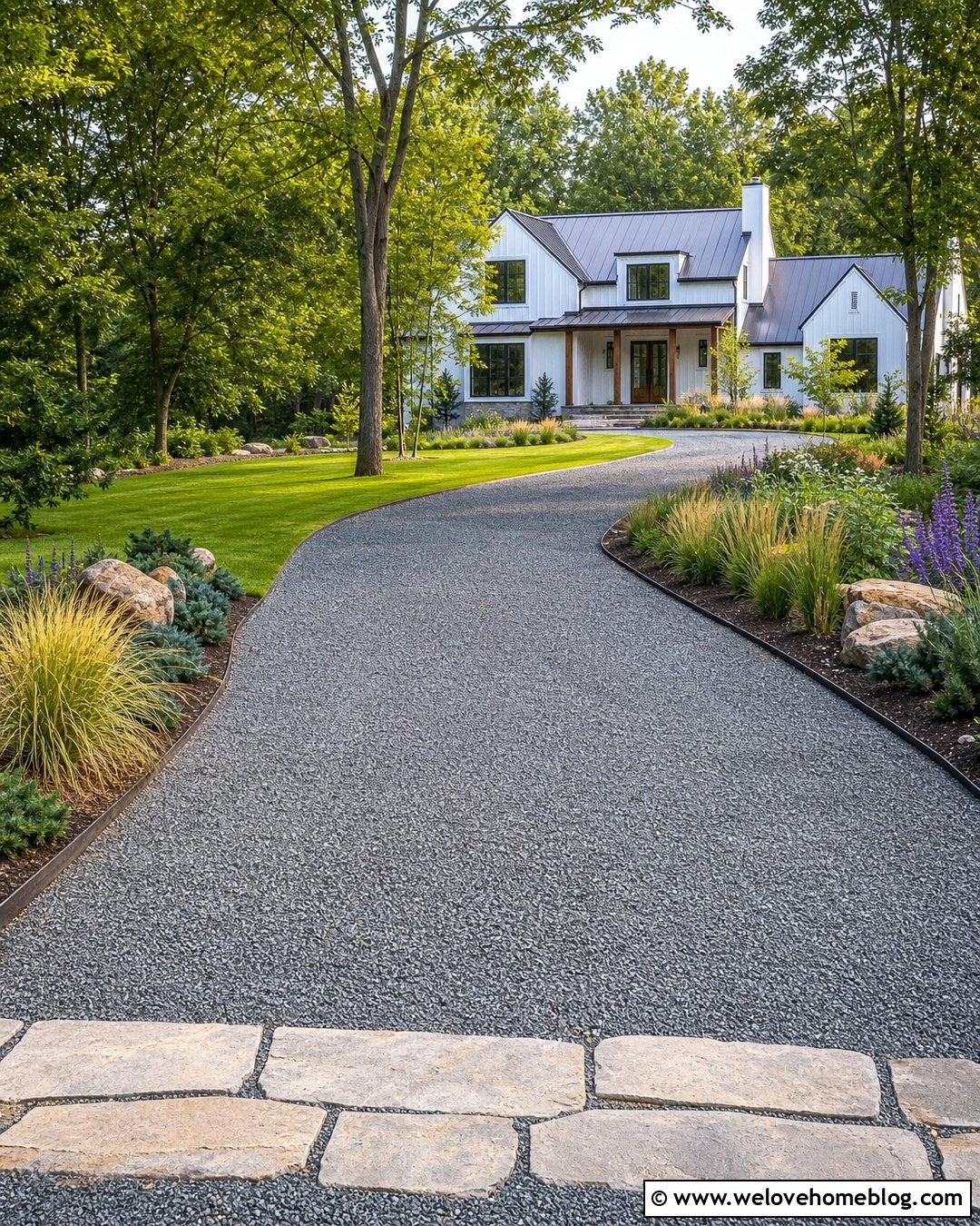 Crushed Stone Driveway With Steel Edging - 20 Concrete Alternatives Driveway Ideas